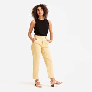 Everlane Black Top and Cream Ankle Pants